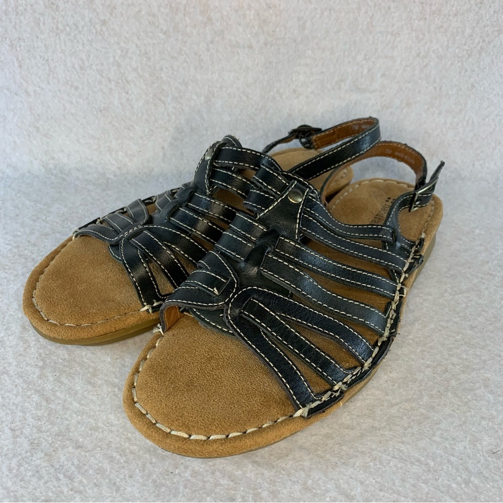 Naturalizer Gladiator Style Womens Sandals Sz 7M Black Peep Toe Adjustable Strap